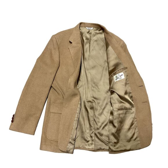 TAN CAMEL HAIR SPORT COAT SZ 43R TAN 100% 2 BUTTON LINED STRUCTURED USA MENS - Picture 3 of 8